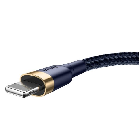 Wytrzymały nylonowy kabel przewód USB Iphone Lightning QC3.0 1.5A 2M niebieski BASEUS