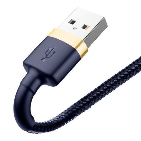 Wytrzymały nylonowy kabel przewód USB Iphone Lightning QC3.0 1.5A 2M niebieski BASEUS