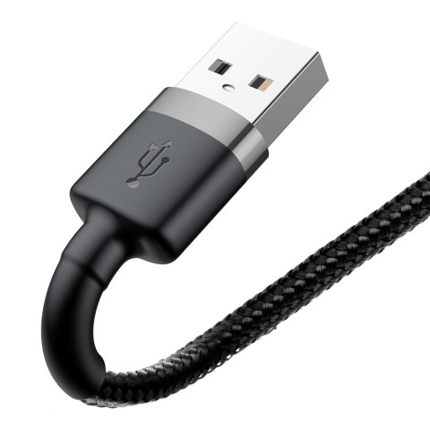 Wytrzymały nylonowy kabel przewód USB Iphone Lightning QC3.0 2A 3M czarno-szary BASEUS