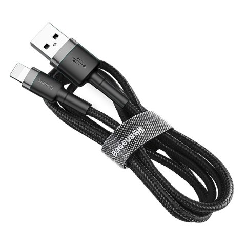 Wytrzymały nylonowy kabel przewód USB Iphone Lightning QC3.0 2A 3M czarno-szary BASEUS