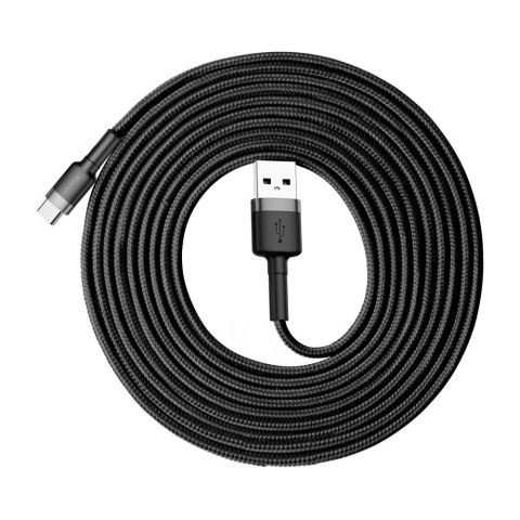 Wytrzymały nylonowy kabel przewód USB USB-C 2A 3M czarno-szary BASEUS