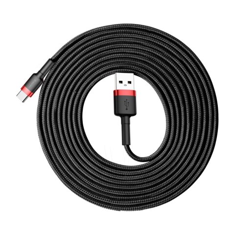 Wytrzymały nylonowy kabel przewód USB USB-C QC3.0 2A 3M czarno-czerwony BASEUS