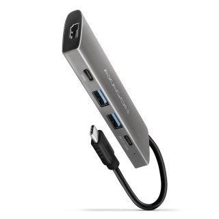 HMC-5G21 Wieloportowy hub USB 5in1, 10Gbps, 2x USB-A + 2x USB-C + HDMI 4K/30Hz, PD 60W, 13cm USB-C kabel AXAGON