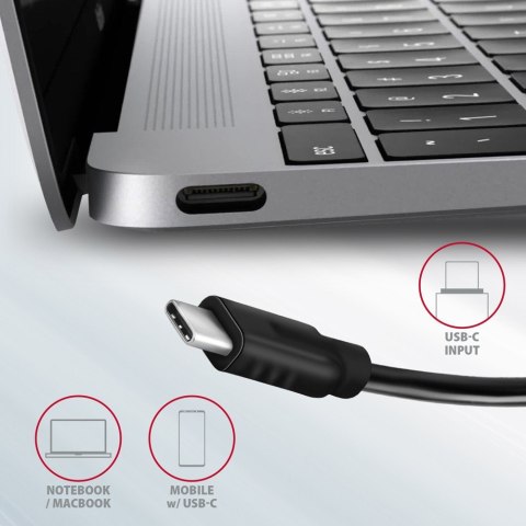HMC-5G21 Wieloportowy hub USB 5in1, 10Gbps, 2x USB-A + 2x USB-C + HDMI 4K/30Hz, PD 60W, 13cm USB-C kabel AXAGON
