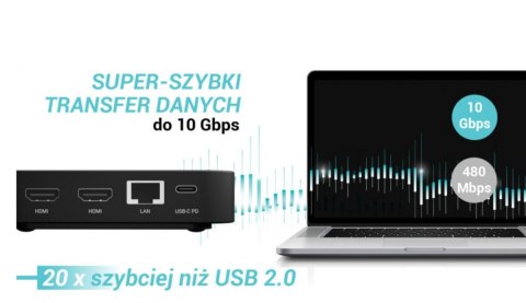 Stacja dokująca USB-C 2x HDMI Dock PD + Ładowarka 100W I-tec