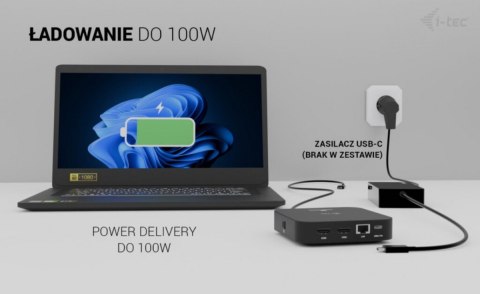 Stacja dokująca USB-C 2x HDMI Dock PD + Ładowarka 100W I-tec