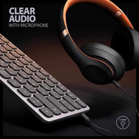 Klawiatura HMC-KB-CRL USB-C 5Gbps z wieloportowy hub 9in1, SD/microSD, 3x USB-A, HDMI 4K/60Hz, PD 100W, Audio, Cyrillic layout,  AXAGON