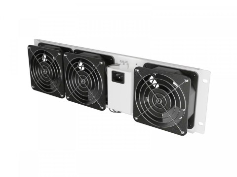 Panel wentylacyjny pionowy 19 cali 3U do szaf rack, trzy wentylatory, 230V, szary Lanberg