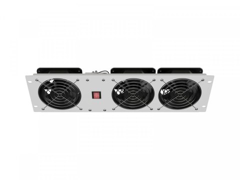 Panel wentylacyjny pionowy 19 cali 3U do szaf rack, trzy wentylatory, 230V, szary Lanberg