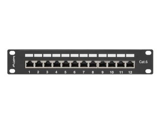 Patch Panel 12 Port 1U 10' cali kategoria 6 ekranowany czarny Lanberg