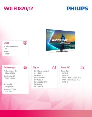 Telewizor 55 cali OLED 55OLED820/12 Philips