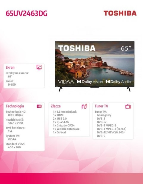 Telewizor LED 65 cali 65UV2463DG Toshiba