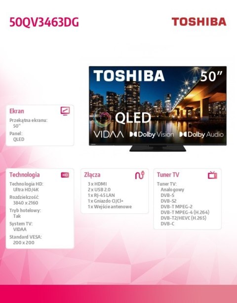 Telewizor QLED 50 cali 50QV3463DG Toshiba