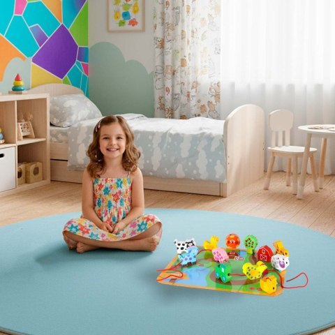 Klocki drewniane do nawlekania tablica plansza farma zwierzęta Kik Sp. z o. o. Sp. k.