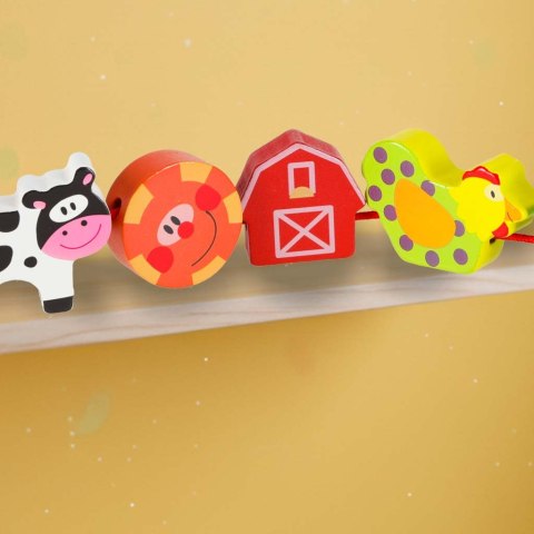 Klocki drewniane do nawlekania tablica plansza farma zwierzęta Kik Sp. z o. o. Sp. k.