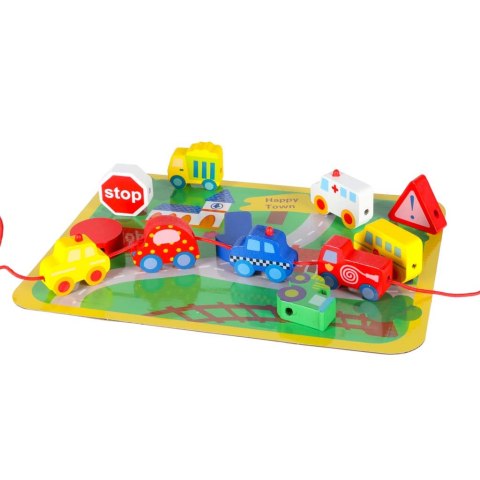 Klocki drewniane do nawlekania tablica plansza samochody pojazdy Kik Sp. z o. o. Sp. k.