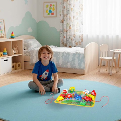 Klocki drewniane do nawlekania tablica plansza samochody pojazdy Kik Sp. z o. o. Sp. k.