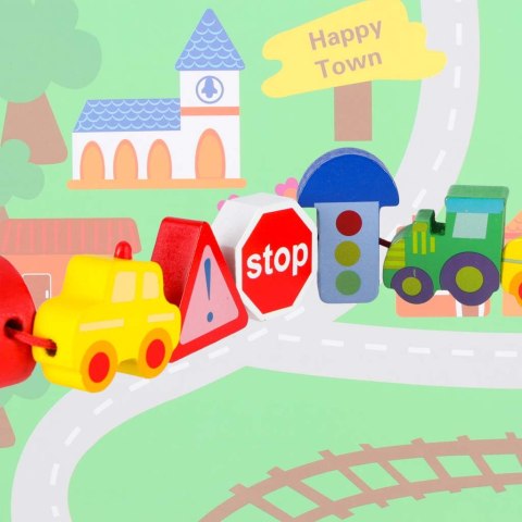 Klocki drewniane do nawlekania tablica plansza samochody pojazdy Kik Sp. z o. o. Sp. k.