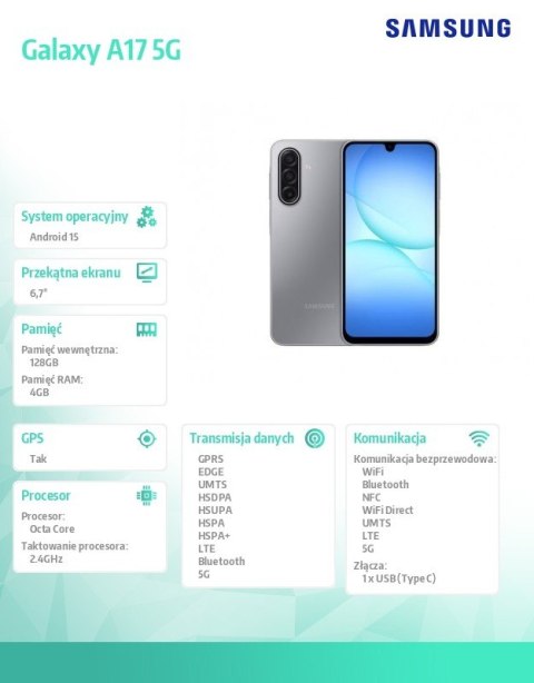 Smartfon Galaxy A17 5G 4/128GB Retail szary Samsung