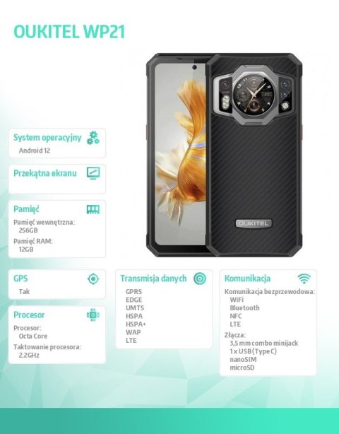 Smartfon WP21 12/256GB czarny OUKITEL