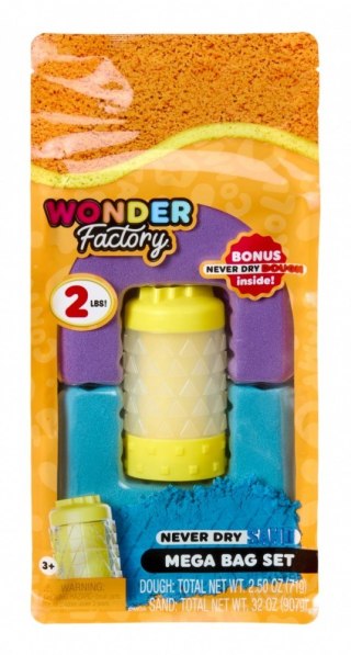 Piasek kinetyczny Wonder Factory Never Dry Sand Bag, Fioletowy, turkusowy MGA