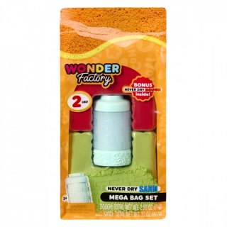 Piasek kinetyczny Wonder Factory Never Dry Sand Bag, czrwony, limonkowy, zielony MGA