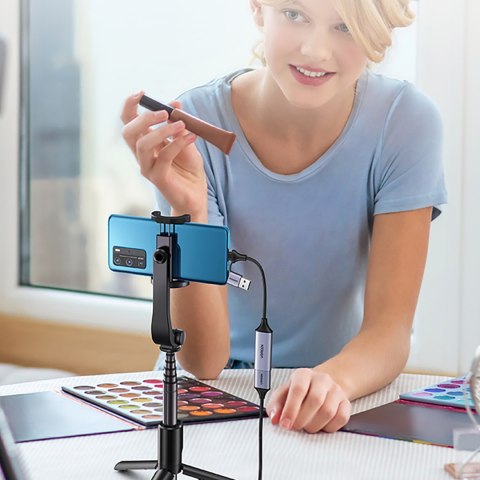 Adapter przejściówka HDMI (żeński) - USB-A / USB-C (męski) - szary UGREEN