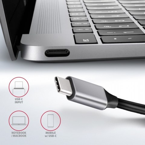 HMC-6GL Wieloportowy hub USB 6in1, 5Gbps, 3x USB-A, HDMI 4K/30Hz, GLAN, PD 100W, 20cm USB-C kabel AXAGON