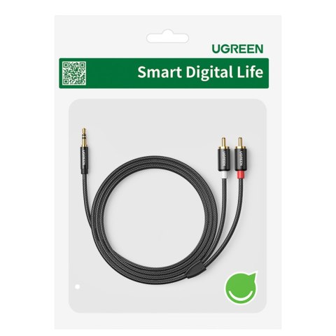 Kabel przewód audio 3.5 mm mini jack - 2x RCA 5m czarny UGREEN