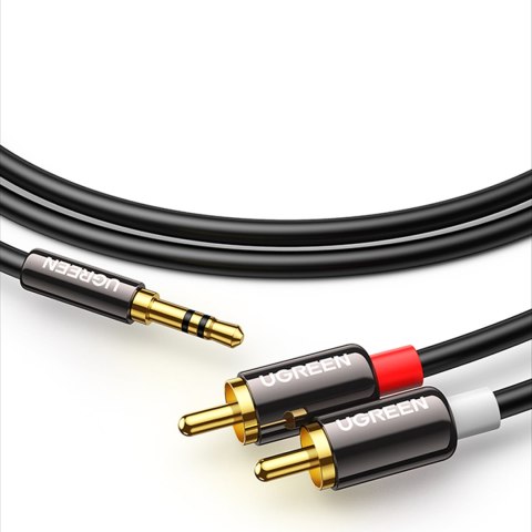 Kabel przewód audio 3.5 mm mini jack - 2RCA 1.5m czarny UGREEN