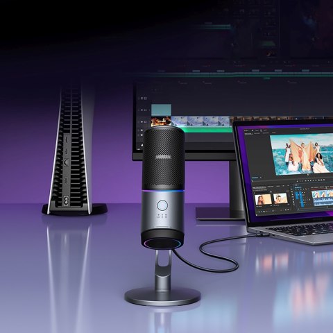 Mikrofon stojący na biurko USB-A RGB LED - srebrny UGREEN