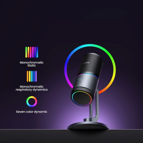 Mikrofon stojący na biurko USB-A RGB LED - srebrny UGREEN