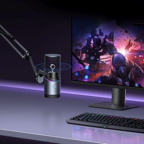 Mikrofon stojący na biurko USB-A RGB LED - srebrny UGREEN