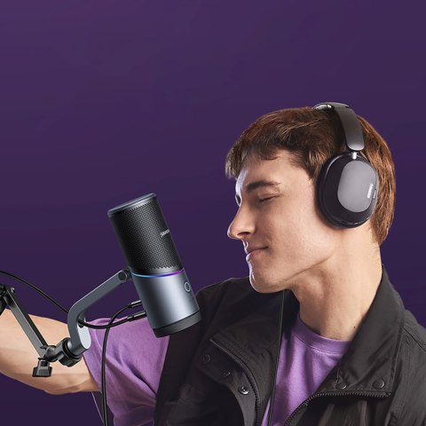 Mikrofon stojący na biurko USB-A RGB LED - srebrny UGREEN