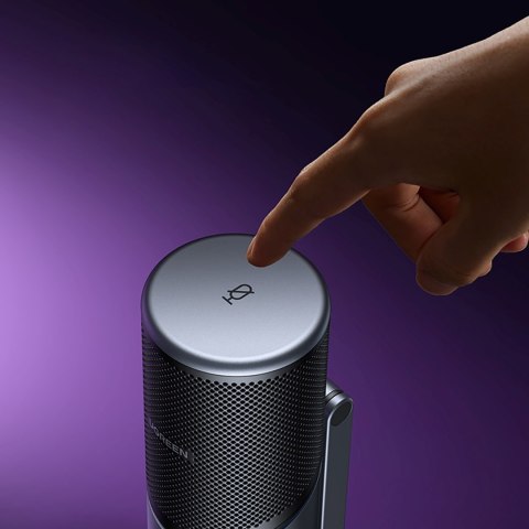 Mikrofon stojący na biurko USB-A RGB LED - srebrny UGREEN