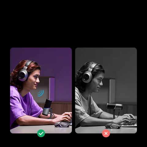 Mikrofon stojący na biurko USB-A RGB LED - srebrny UGREEN