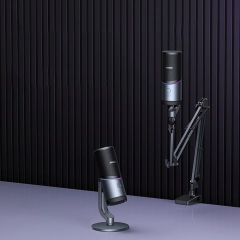 Mikrofon stojący na biurko USB-A RGB LED - srebrny UGREEN