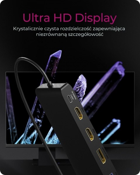 Stacja dokująca IB-DK2116-C 12in1,HDMI,DP,LAN,USB IcyBox