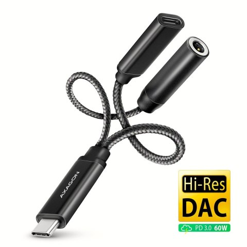 ADA-HCPD Zewnętrzna karta dźwiękowa USB-C 32bit DAC 3.5mm (F) złącze, 384kHz + PD 60W AXAGON