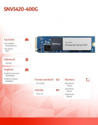 Dysk SSD SNV5420-400G 400GB M2 NVMe 2280 PLP Synology