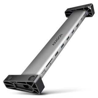 HMC-10HLS Wieloportowy hub USB 9in1, 5Gbps, 4x USB-A, HDMI 4K/60Hz, GLAN, SD/microSD, PD 100W, 25cm USB-C kabel AXAGON