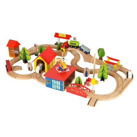 Kolejka drewniana pociąg lokomotywa miasto 69 elementów Kik Sp. z o. o. Sp. k.