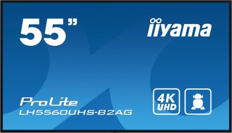 Monitor wielkoformatowy 55 cali LH5560UHS-B2AG matowy 24h/7 500(cd/m2) VA 3840 x 2160 UHD(4K) Android.11 Wifi CMS(iiSignage2), U IIYAMA
