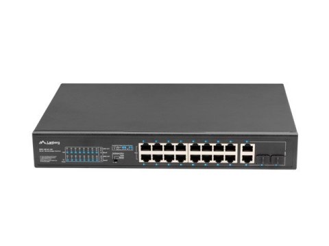 Przełącznik Switch 16X100MB POE+/2XCombo niezarządzalny rack 19 cali Gigabit Ethernet 150W Lanberg