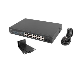 Przełącznik Switch 16X100MB POE+/2XCombo niezarządzalny rack 19 cali Gigabit Ethernet 150W Lanberg