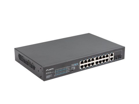 Przełącznik Switch 16X100MB POE+/2XCombo niezarządzalny rack 19 cali Gigabit Ethernet 150W Lanberg