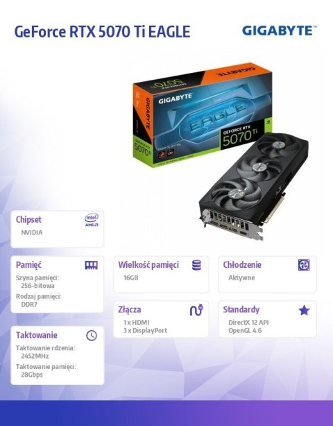 Karta graficzna GeForce RTX 5070 Ti EAGLE OC SFF 16G 256BIT GDDR7 3DP/HDMI Gigabyte